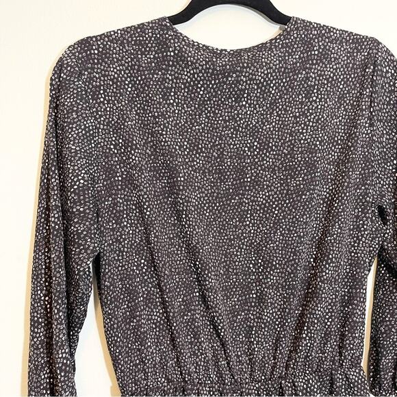 H&M Women's Black Polka Dots V-Neck Long Sleeve Cinched Baby Doll Dress Size 8 - Picture 8 of 16